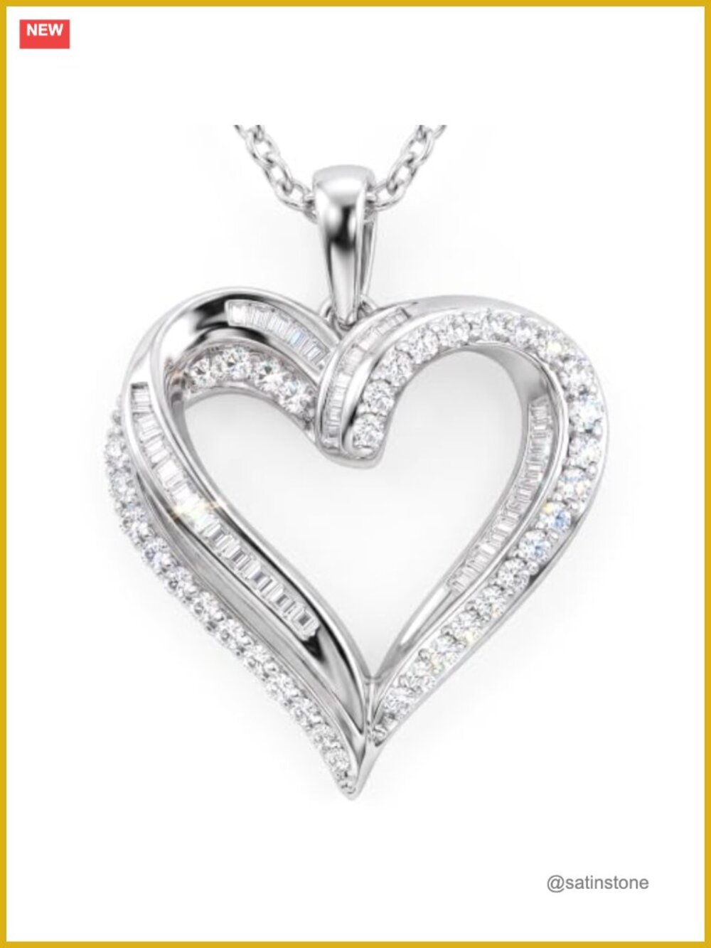 S925 Sterling Silver 1.6CT Moissanite Double Heart Pendant Necklace
